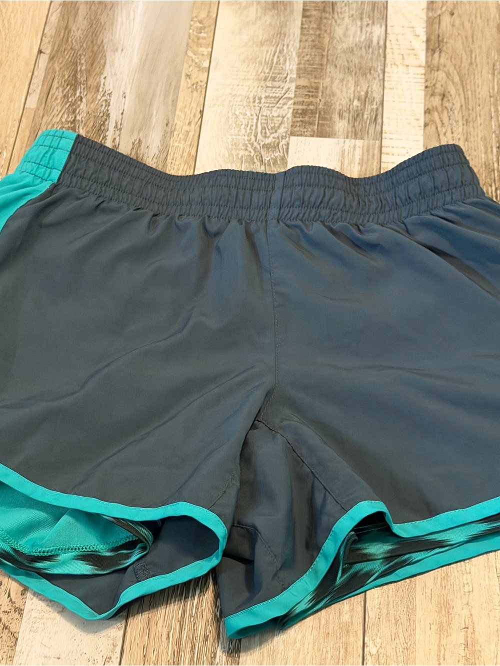 Nike Women’s Gray Athletic Shorts with Teal Trim